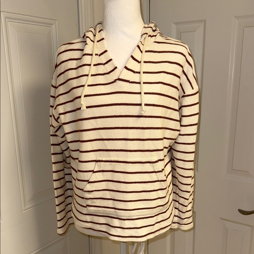 Paper Crane Striped Cream and Brown Women's hoodie Sweater size large